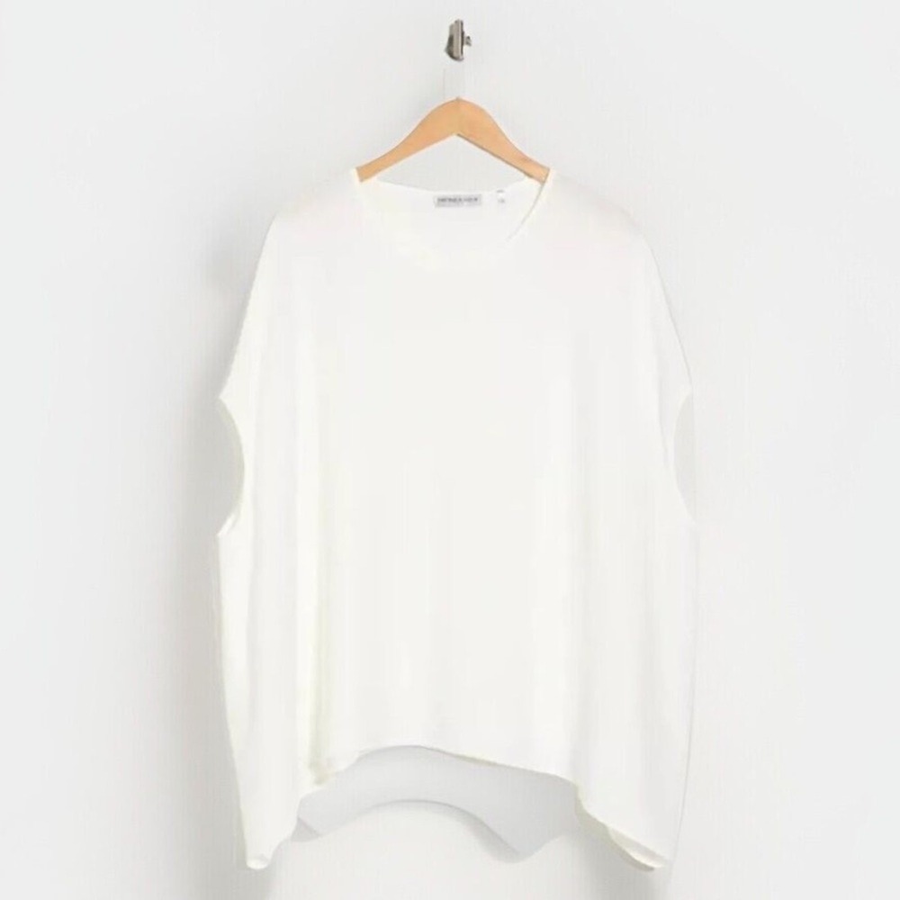 Patrizia Luca Oversized Caftan‎ Tunic Top Blouse White NWT Size O/S One Size